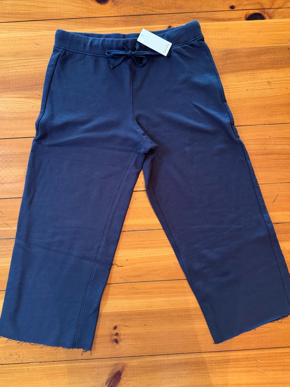 Splendid Supersoft Cropped Wide Leg Sweatpants in Navy, Size Small